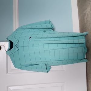 UA "L" Sea Foam and Navy Stripped Polo